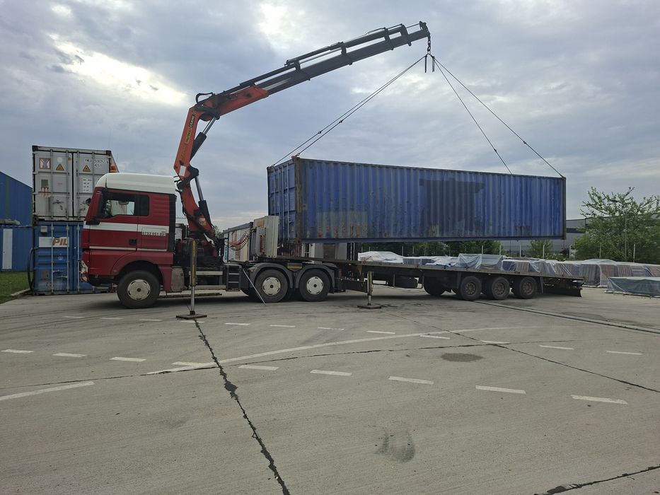 Transport containere,buldo excavatoare,utilaje,tractoare,inchiriez platforma trailer