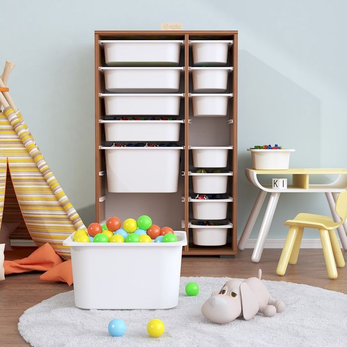 Мултифункционален Шкаф, Етажерка за играчки с 14кошници
