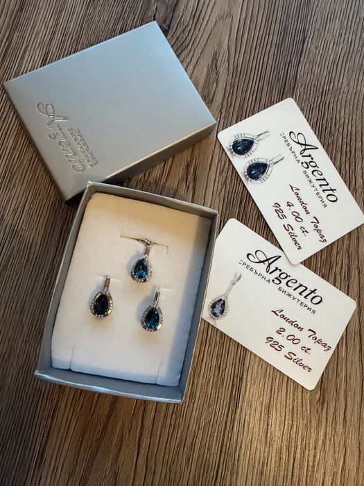 Сребърни бижута с Таитянска перла и Лондон топаз