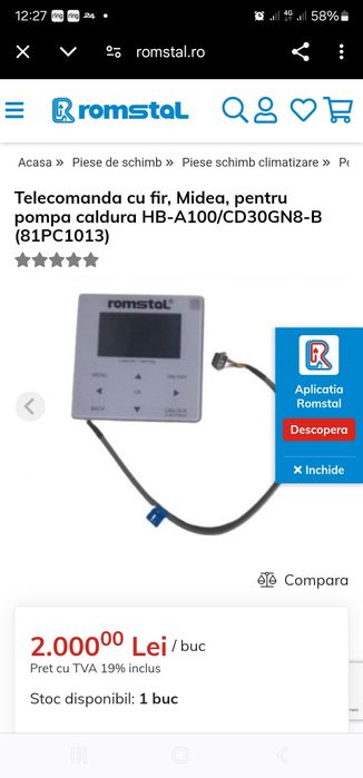 Telecomandă Panou Control ,termostat digital Pompe /Centrală/ Clime Ae