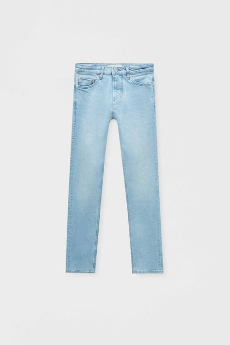 Мъжки дънки Pull&Bear, Slim Fit, 99% памук, 1% еластан, Светлосини, 44