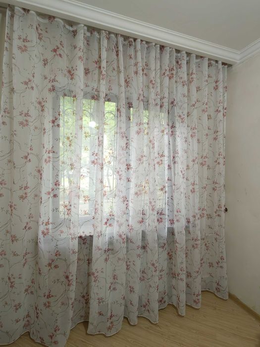 Тюли готовые 5м лен сакура шикарные