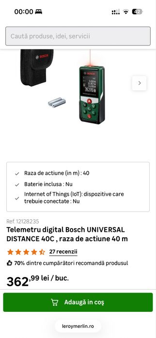 Telemetru digital Bosch UNIVERSAL DISTANCE 40C