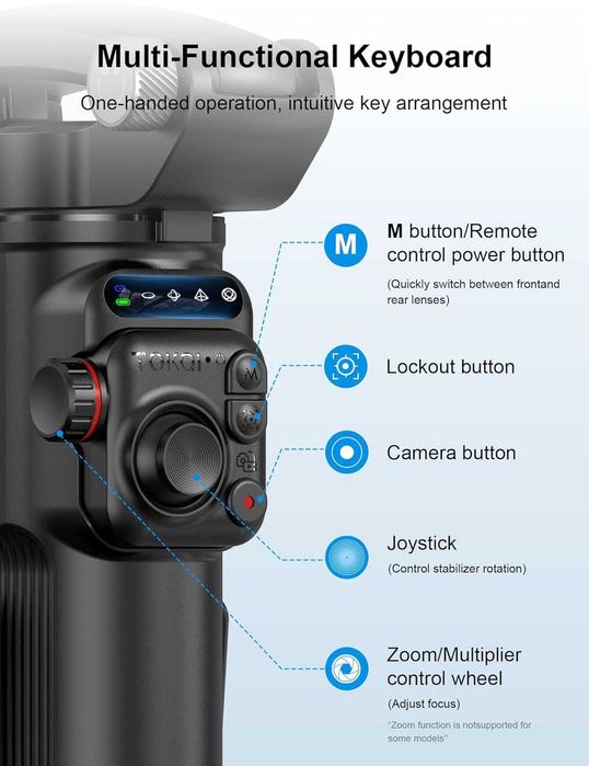 Сгъваем селфи gimbal TOKQI M02 с AI | 3-осен стабилизатор