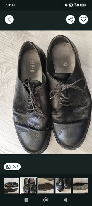 Мъжки обувки на CAMPER от естествена кожа, размер 45, в черен цвят. Използвани, но в добро състояние