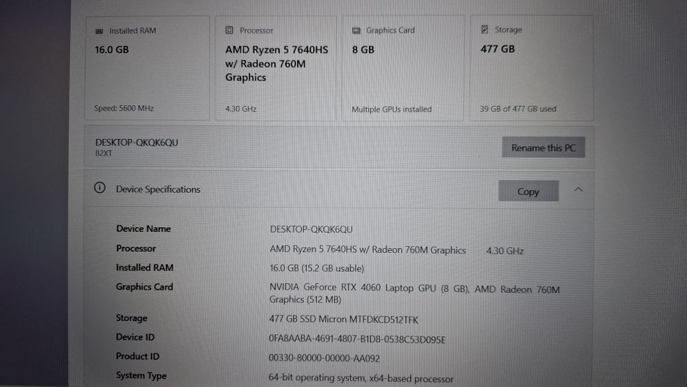 Laptop GAMING ULTRA PERFORMANT 2026 Lenovo LOQ Ryzen 5 7640HS RTX 4060