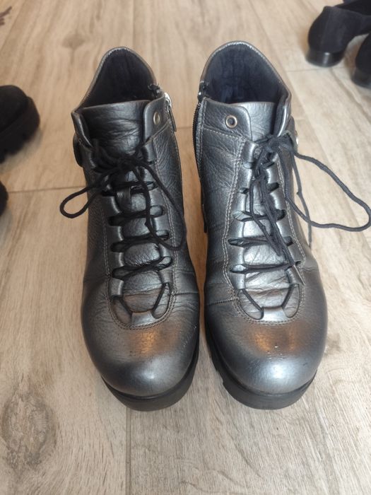 Botine casual piele culoare argintiu mărimea 36