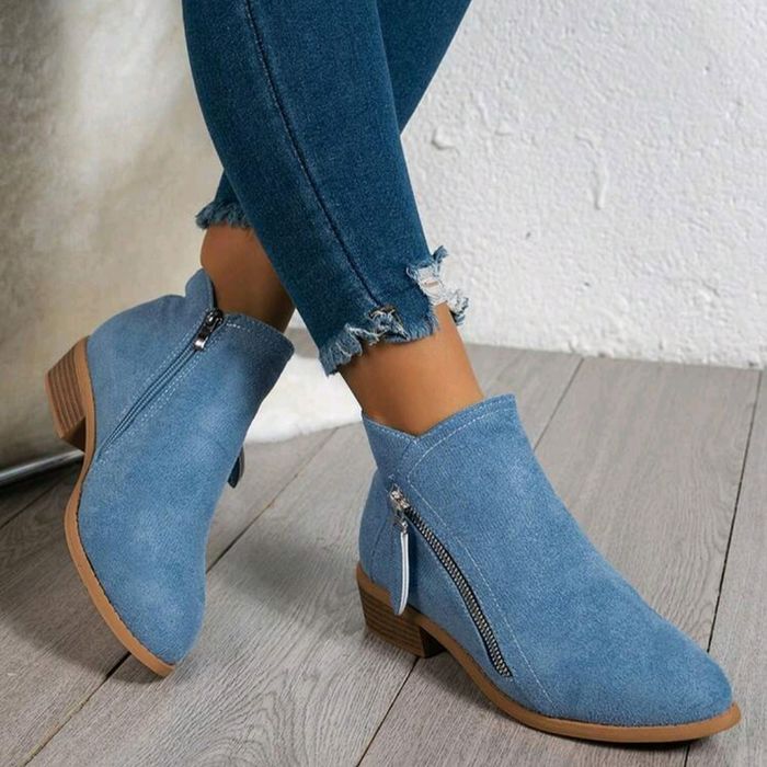 Боти велур в синьо