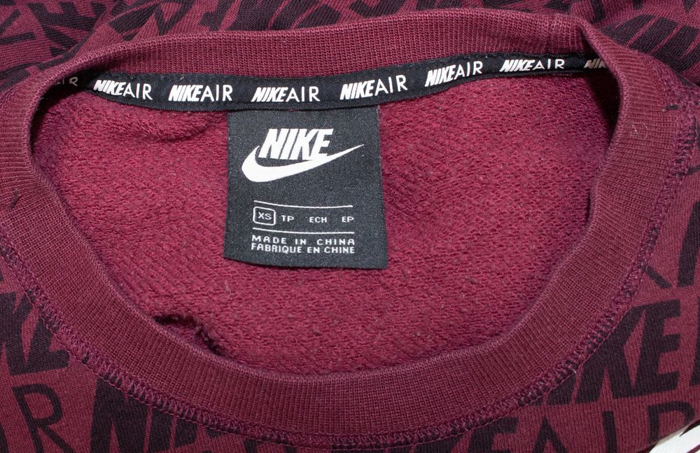 Nike Air оригинален дамски суичър вишнав пуловер овърсайз XS-S