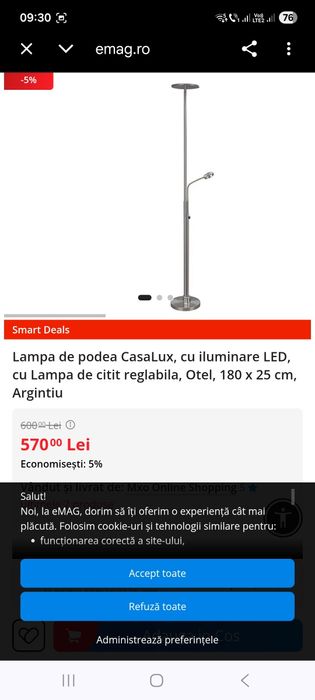 Lampa de podea cu iluminare led