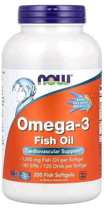 Now omega 3 Рыбий жир с омега-3 1000 мг 180 ЭПК 120 ДГК 200 мягких таб