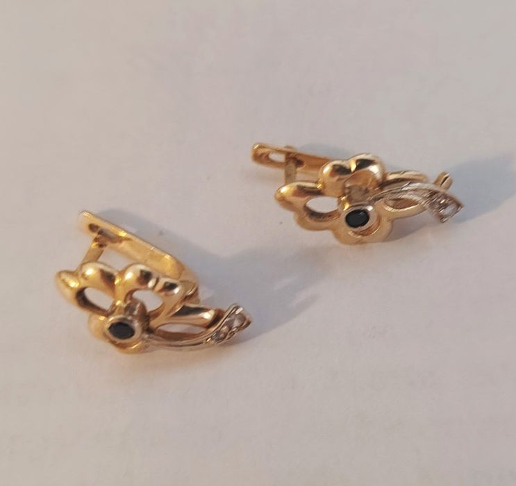 Серьги лимонное золото 585 пробы