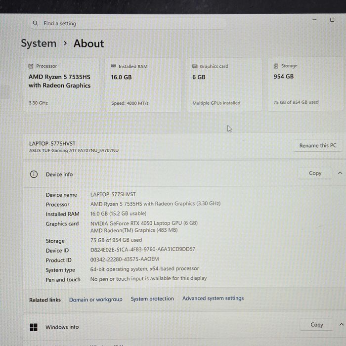 Laptop Gaming ASUS TUF A17, AMD Ryzen 5 7535HS, 17.3 inci, 144Hz, 16GB RAM- 1TB SSD- RTX 4050 6GB GDDR6