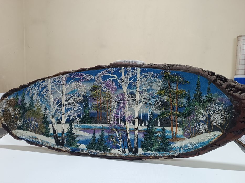 Картина из среза дерева