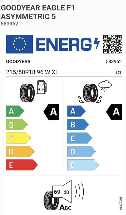 4 бр. Goodyear Eagle F1 Assym 5 (215/50/18, 96W)