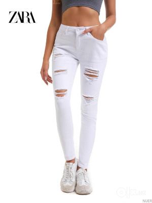 белые рванные джинсы zara серия z1975