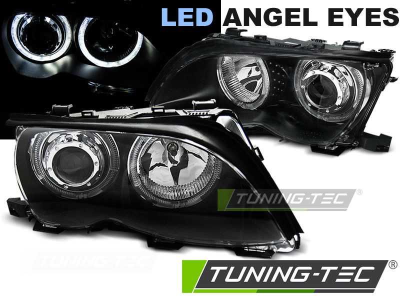 Far faruri BMW E46 FL Angel Eyes LED negru NOU
