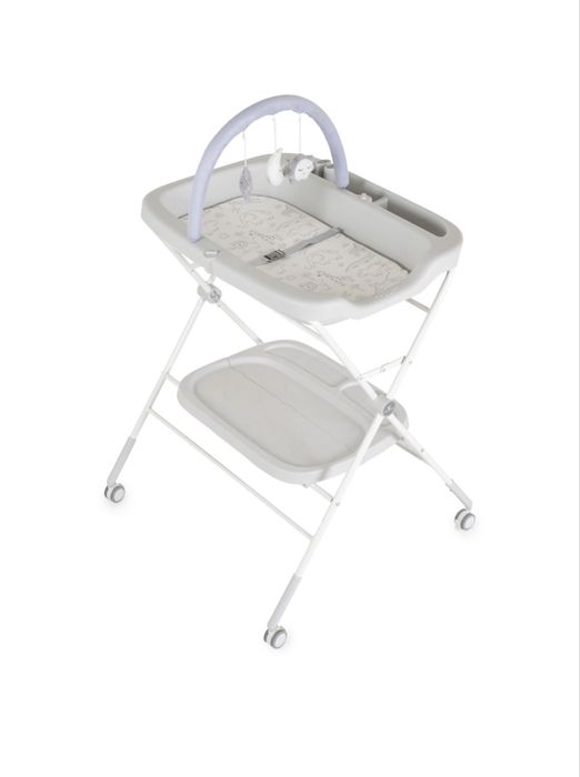 Masa de infasat multifunctionala Cangaroo Croco, pliabila, ajustabila pe inaltime, roti cu frana, Gri