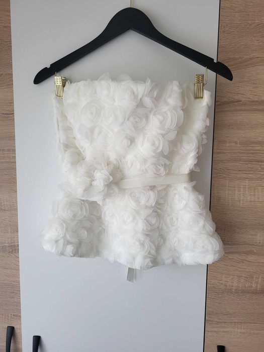 Бял топ с пеплум Christine fashion М размер
