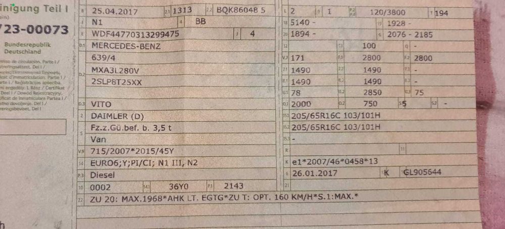 Mercedes Vito 2017 5 locuri