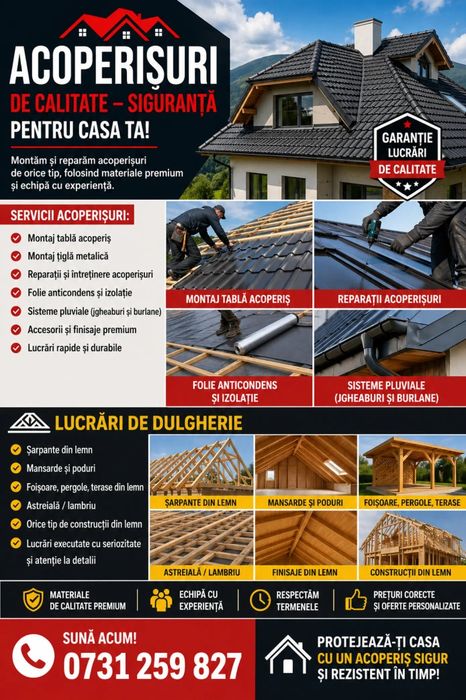Reparații Acoperișuri – Intervenții Rapide și Lucrări Complete