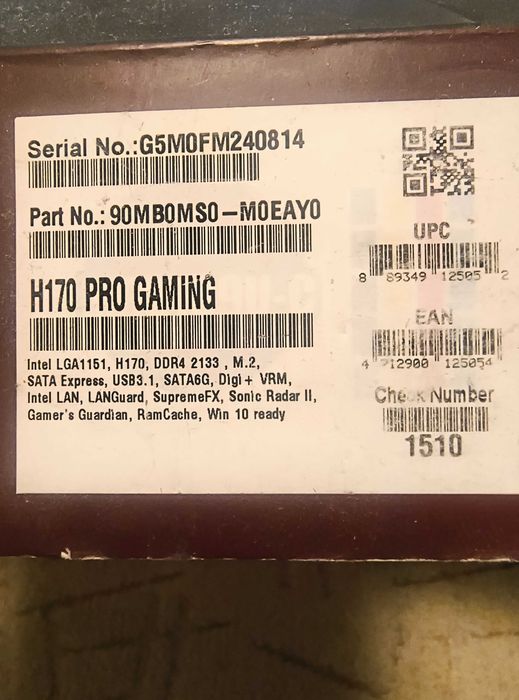 дънна платка ASUS H170 PRO GAMING с процесор i7-6700