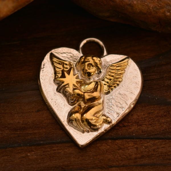 Сребърен медальон 925 „Небесен ангел със звезда“ | Талисман за любов