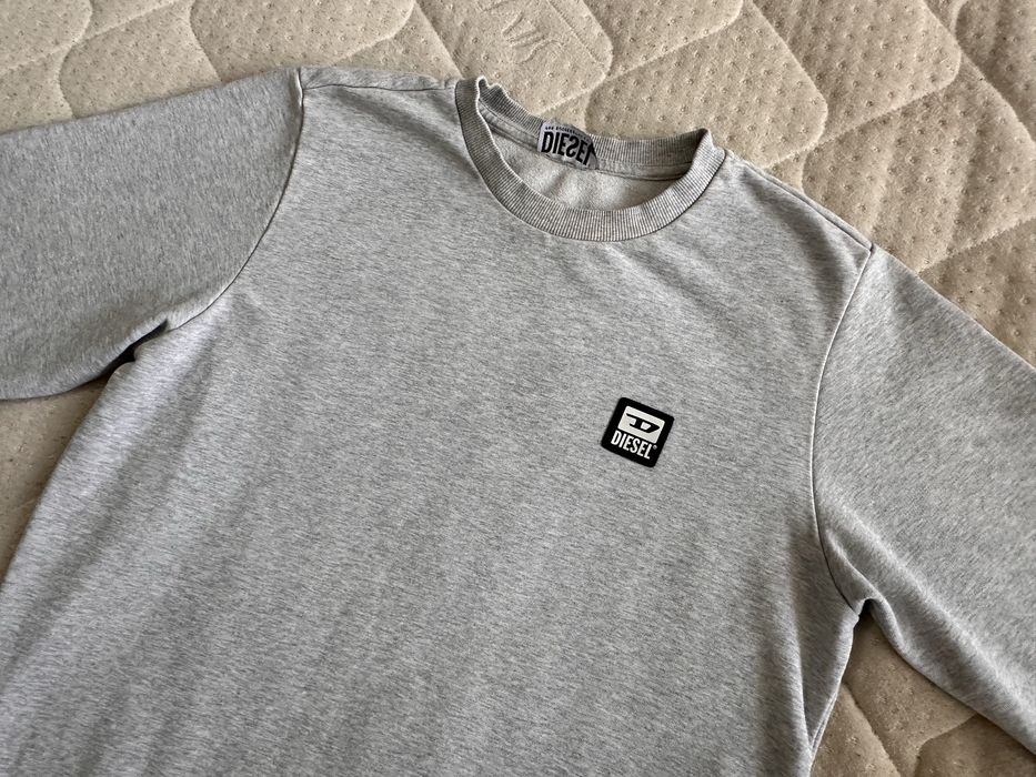 DIESEL Grey Melange S-Girk Cotton Blend мъжка блуза