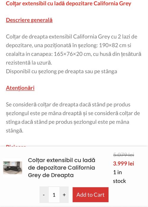 Coltar de dreapta extensibil California