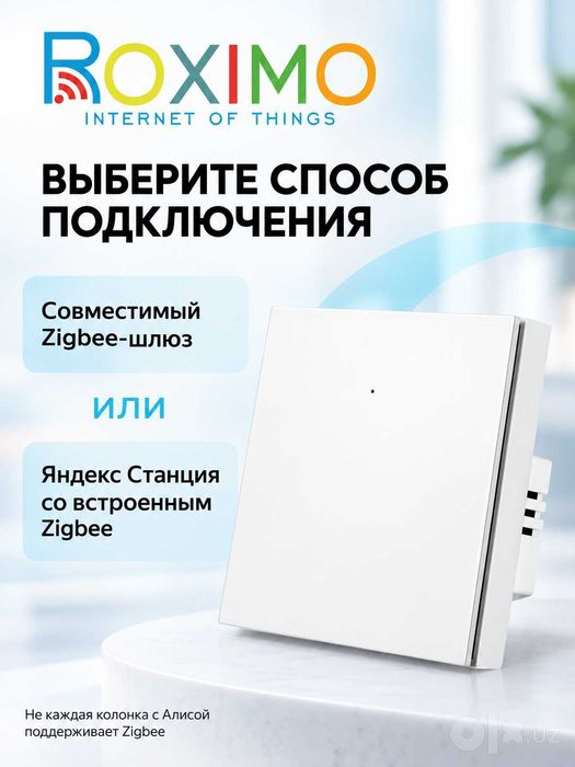 Умный выключатель ROXIMO Zigbee 3.0, одноклавишный, с нейтралью и без