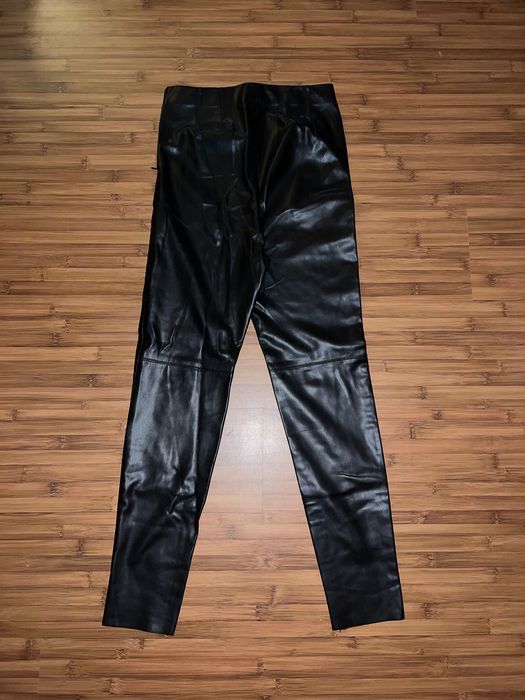 Черни кожени панталони Zara за жени