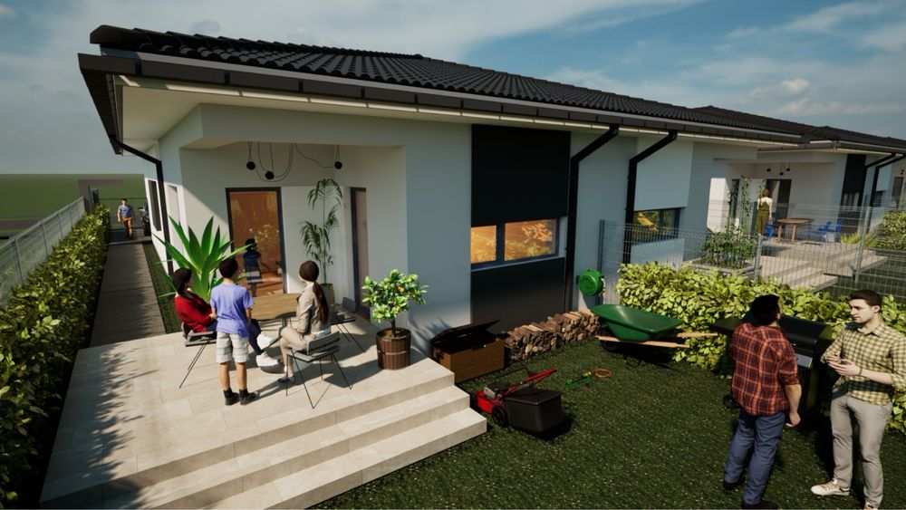 Vând duplex 1/2 în Bucovăț, Timiș | 78 mp utili | 298 mp teren | Finalizat | 118.000 €