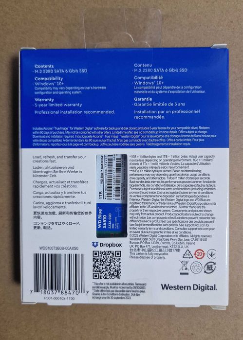 SSD WD Blue SA510 SATA 1 TB M2, nou, sigilat