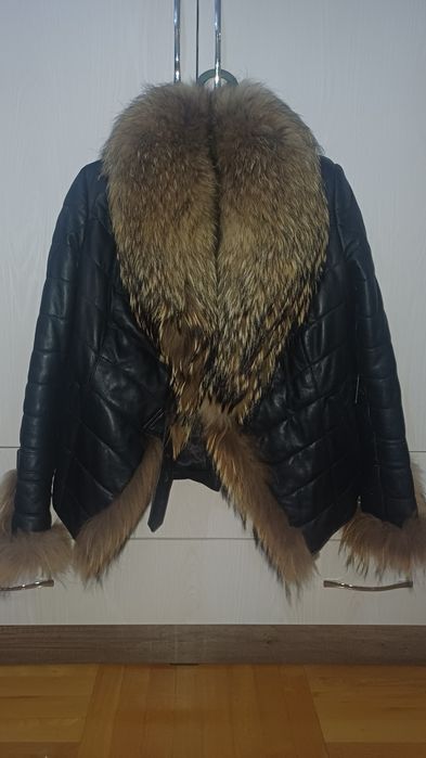 Куртка кожаная с натуральным мехом