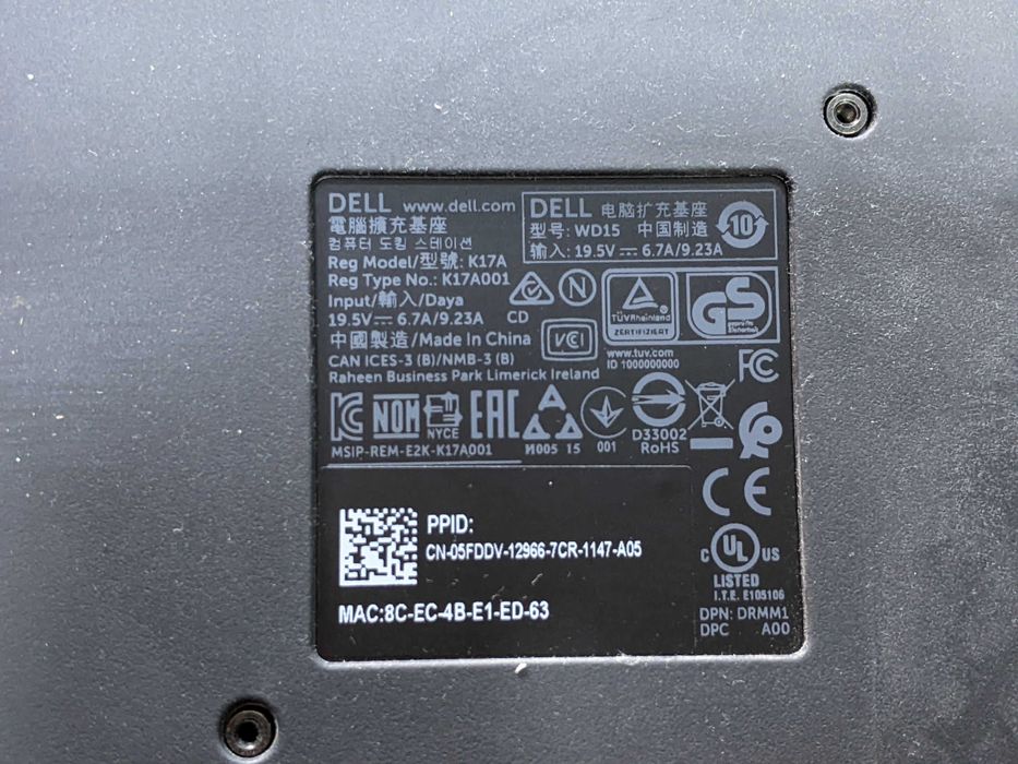 Универсална докинг станция Dell WD15 K17A USB-C + Гаранция