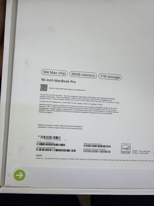 Macbook Pro 16 M4 max 36/1tb