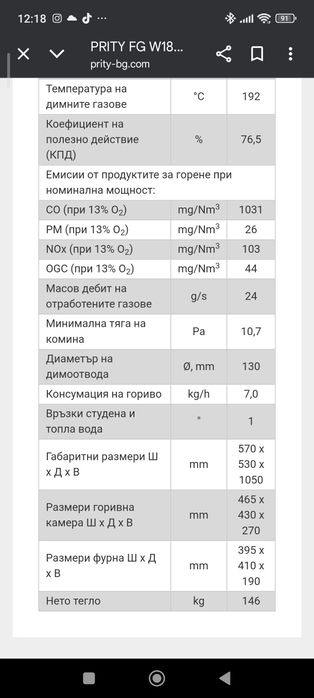 Печка с водна риза тип камина 18 + 5 kw