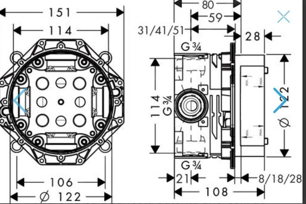 Corp incastrat Hansgrohe IBox universal pentru baterii incastrate