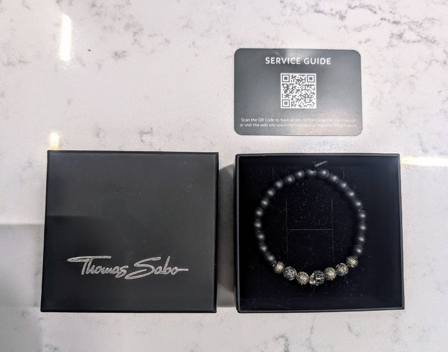 Браслет из серебра и обсидиана Thomas Sabo