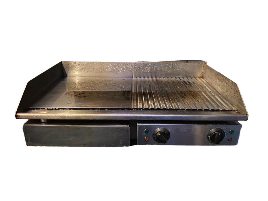 Gratar / Plită electrică profesională inox Grill/Fry Top – netedă + striată, 2 zone de încălzire