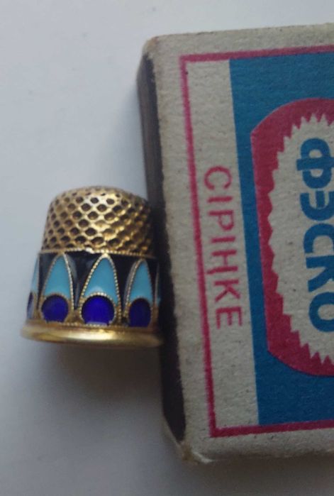 Напёрсток серебро 916 эмаль, позолота