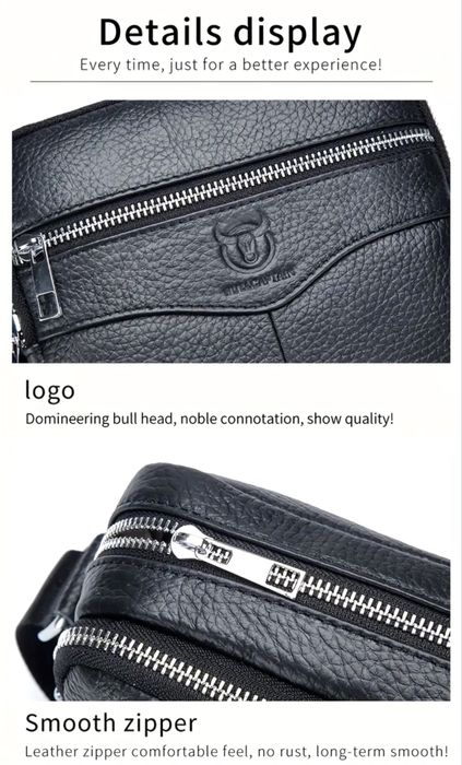 Мъжка стилна,бутикова кожена чанта /Черна естествена кожа -9% Промоция