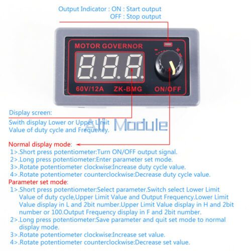 PWM DC 9-60V 12A putere 500W. Variator regulator de turatie! Nou!