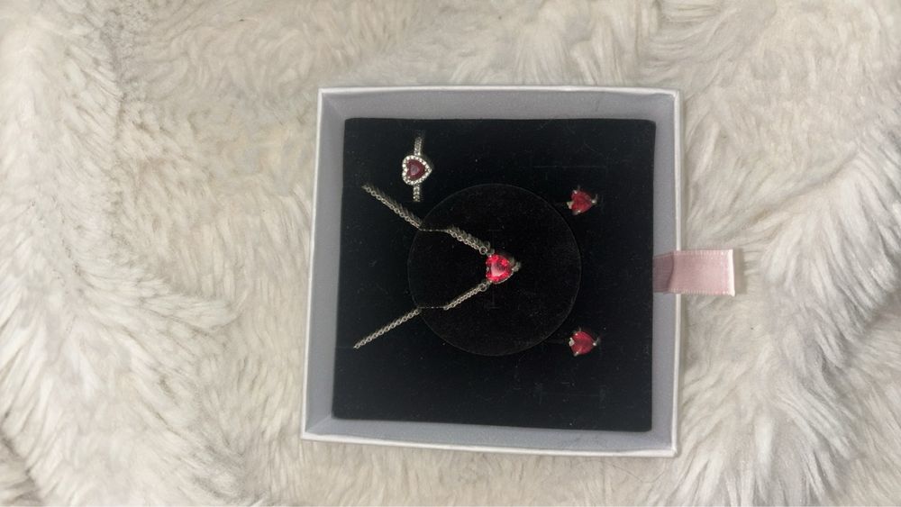 Pandora 925s ale сребро комплект - обеци, гердан и пръстен