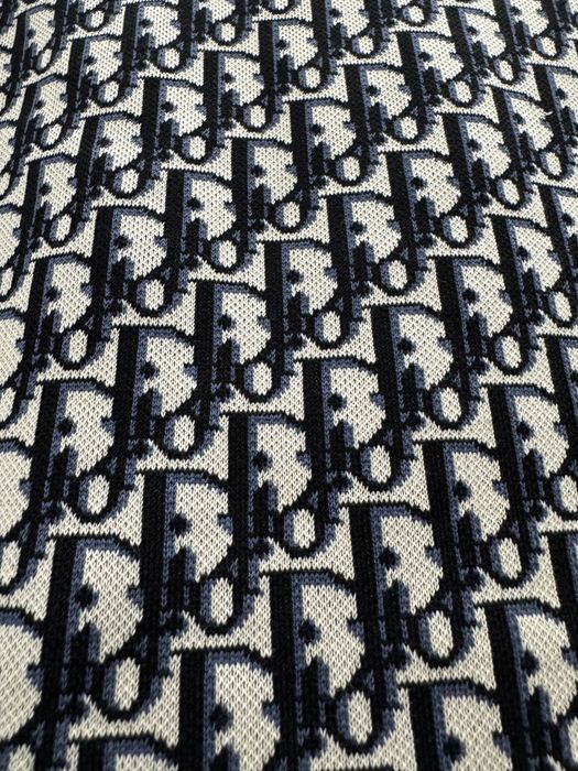 Dior Oblique Polo Shirt Beige, Blue and Black Cotton