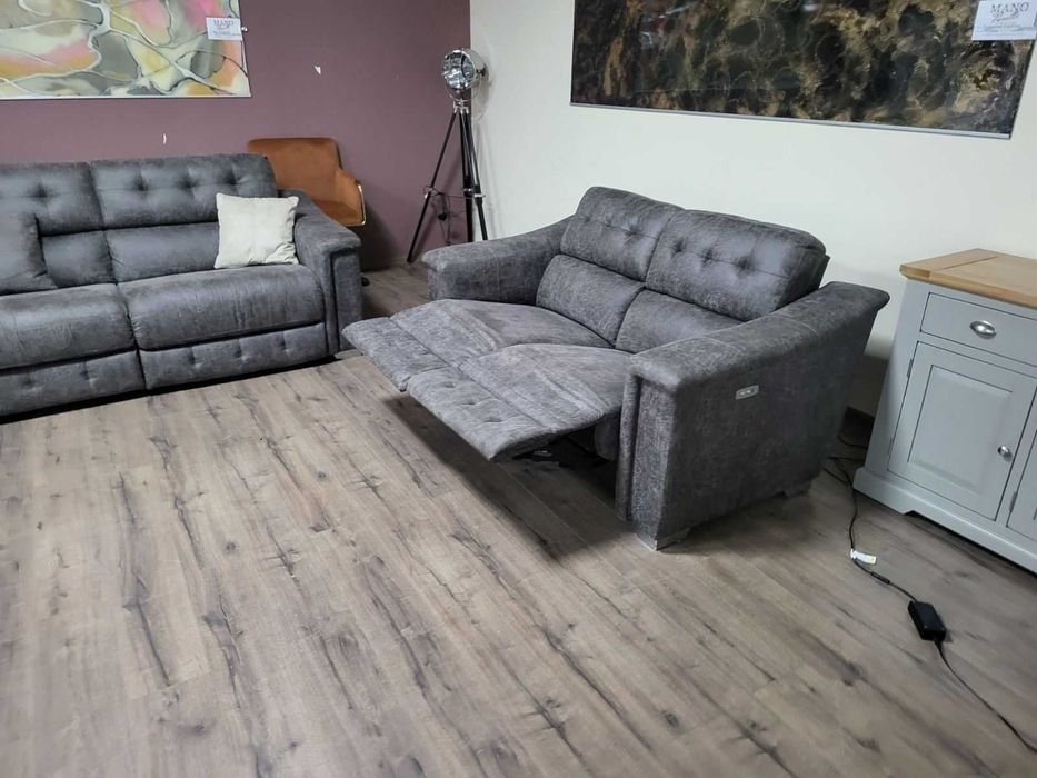 Кафяв комплект дивани от плат четворка и двойка La-z-boy