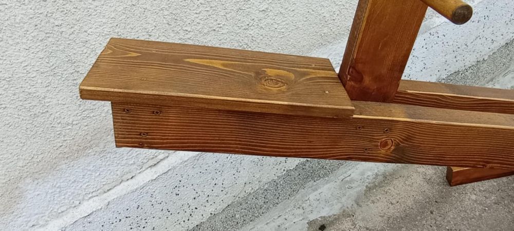 Детска дървена балансираща люлка везна тип конче за двор градина