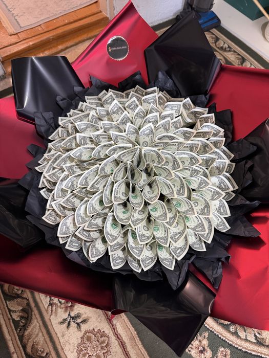 Денежный букет, цветы, подарок