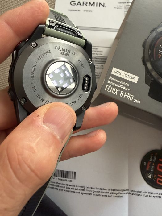 Garmin Fenix 8 Pro 51mm AMOLED Sapphire - Factură Garmin Oct. 2025 + Curea NOUA verde mentă