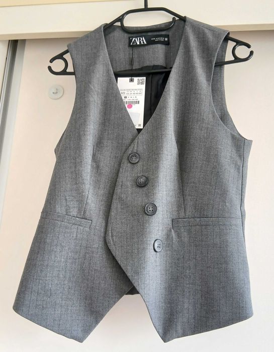 Vesta dama ZARA masura XS eleganta office business casual gri nepurtata cu eticheta